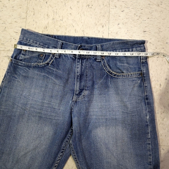 Flypaper | Men's Blue Distressed Boot Cut Jeans 34x30 - Picture 7 of 9